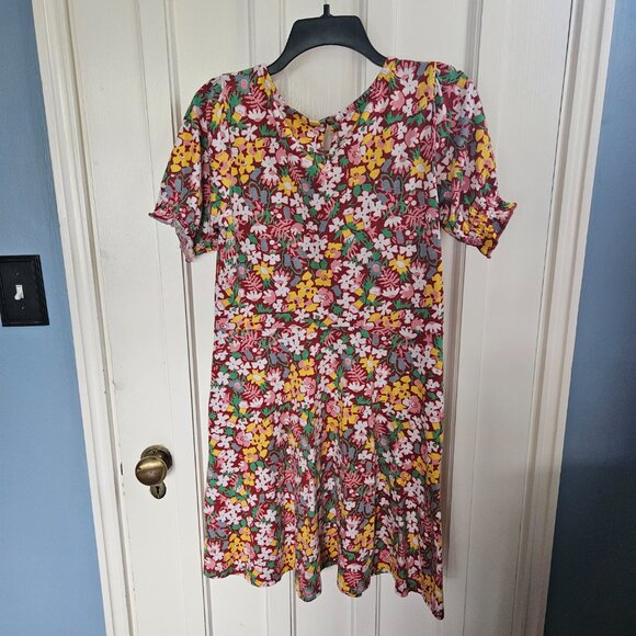 Toad&Co Laurel Floral Print Short Sleeve Organic Cotton Blend Dress Size M - Picture 2 of 7